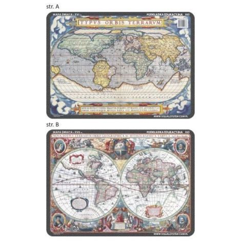 Podkładka edukacyjna Visual System Geografia, Mapa świata fizyczna